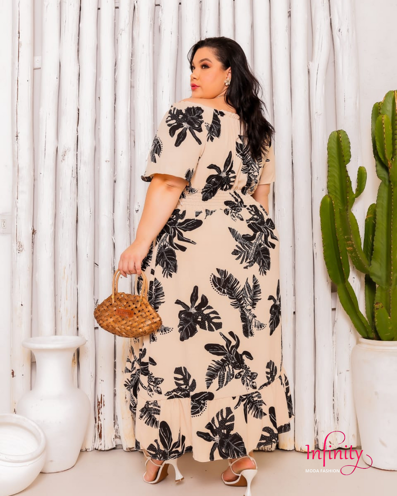 Plus Size Tecido Duna Estampado com Lastex